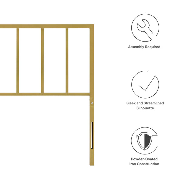 Modway Furniture Tatum Iron Spindle Twin Headboard Geometric Modern Frame for Guest or Dorm Rooms Yellow MOD-6168-GLD
