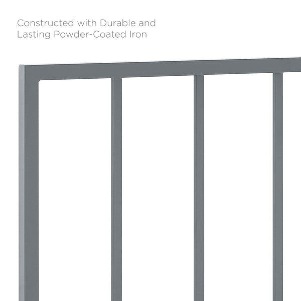 Modway Furniture Tatum Iron Spindle Twin Headboard Geometric Modern Frame for Guest or Dorm Rooms Gray MOD-6168-GRY