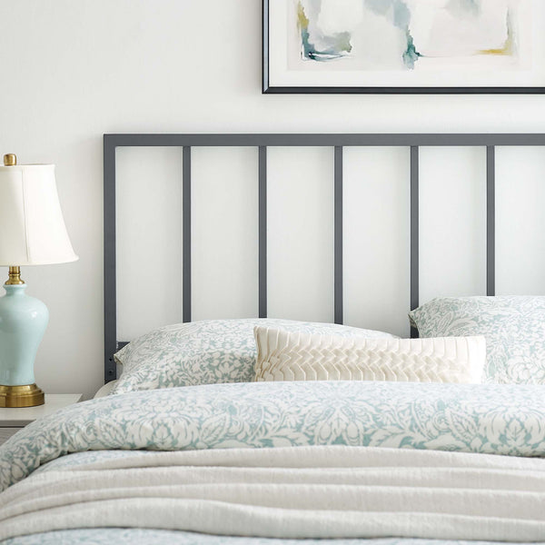 Modway Furniture Tatum Iron Spindle Twin Headboard Geometric Modern Frame for Guest or Dorm Rooms Gray MOD-6168-GRY
