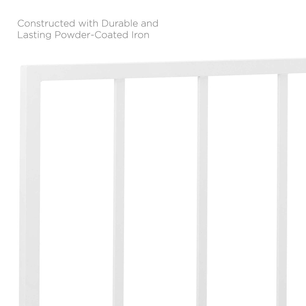 Modway Furniture Tatum Iron Spindle Twin Headboard Geometric Modern Frame for Guest or Dorm Rooms White MOD-6168-WHI