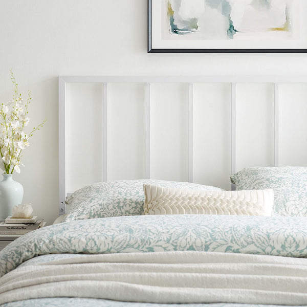 Modway Furniture Tatum Iron Spindle Twin Headboard Geometric Modern Frame for Guest or Dorm Rooms White MOD-6168-WHI