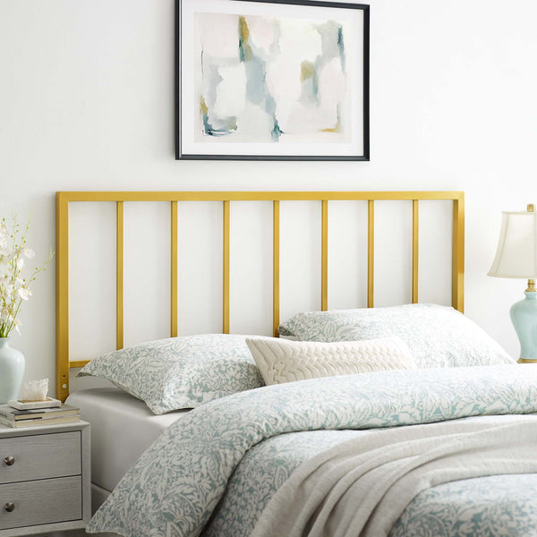 Modway Furniture Tatum Iron Spindle Headboard by Modway Slim Modern Frame for Full Beds Yellow MOD-6169-GLD