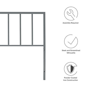 Modway Furniture Tatum Iron Spindle Headboard by Modway Slim Modern Frame for Full Beds Gray MOD-6169-GRY