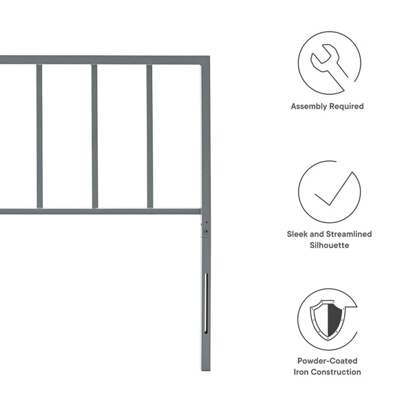 Modway Furniture Tatum Queen Headboard by Modway Spindle Iron Frame Contemporary Bedroom Accent Gray MOD-6170-GRY