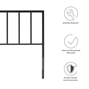 Modway Furniture Tatum Powder-Coated Iron King Headboard with Spindle Detail for Modern Bedrooms Black MOD-6171-BLK