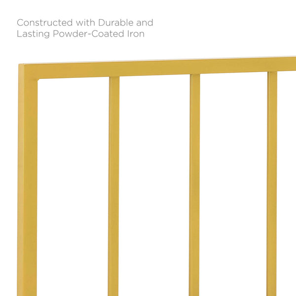 Modway Furniture Tatum Powder-Coated Iron King Headboard with Spindle Detail for Modern Bedrooms Yellow MOD-6171-GLD