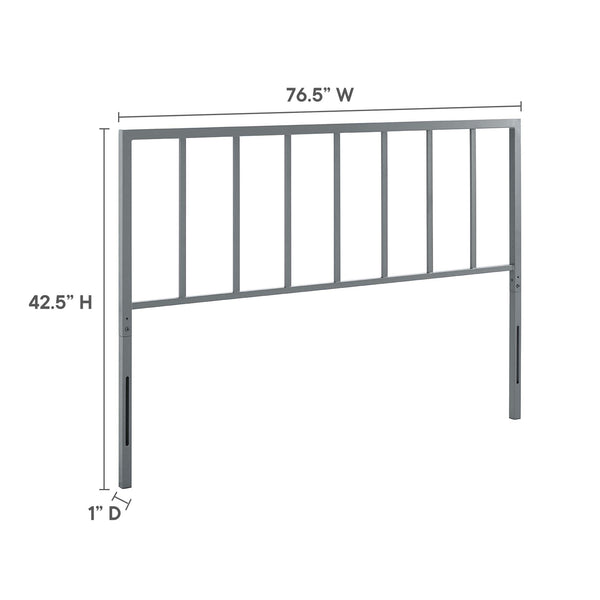 Modway Furniture Tatum Powder-Coated Iron King Headboard with Spindle Detail for Modern Bedrooms Gray MOD-6171-GRY