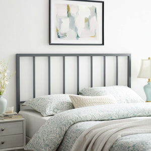 Modway Furniture Tatum Powder-Coated Iron King Headboard with Spindle Detail for Modern Bedrooms Gray MOD-6171-GRY