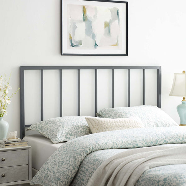 Modway Furniture Tatum Powder-Coated Iron King Headboard with Spindle Detail for Modern Bedrooms Gray MOD-6171-GRY