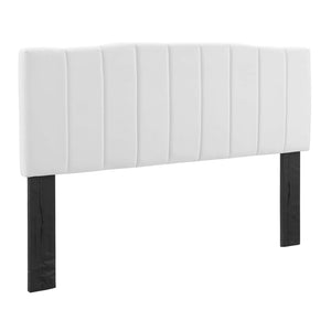 Modway Furniture Camilla Channel Tufted Velvet Headboard - Glamorous Full/Queen Design for Stylish Bedroom Decor MOD-6182-WHI