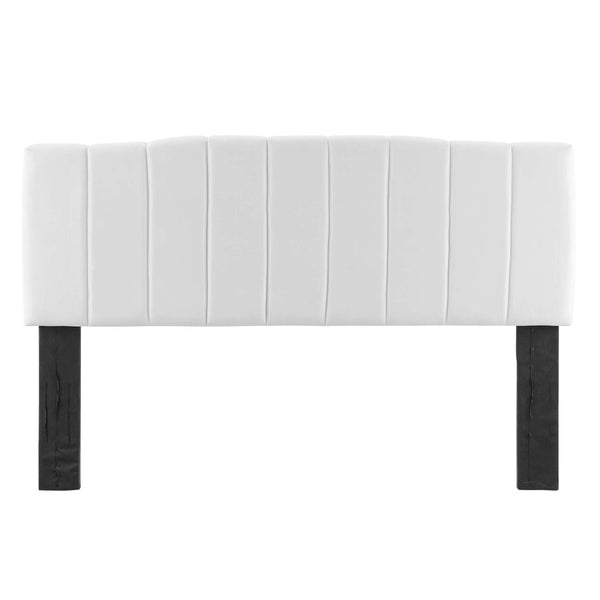 Modway Furniture Camilla Channel Tufted Velvet Headboard - Glamorous Full/Queen Design for Stylish Bedroom Decor MOD-6182-WHI