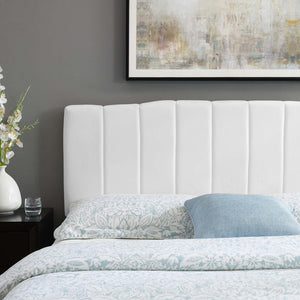 Modway Furniture Camilla Channel Tufted Velvet Headboard - Glamorous Full/Queen Design for Stylish Bedroom Decor MOD-6182-WHI