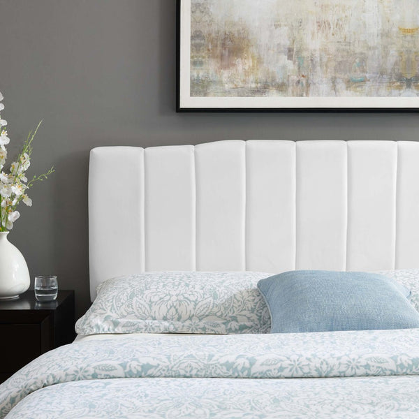 Modway Furniture Camilla Channel Tufted Velvet Headboard - Glamorous Full/Queen Design for Stylish Bedroom Decor MOD-6182-WHI