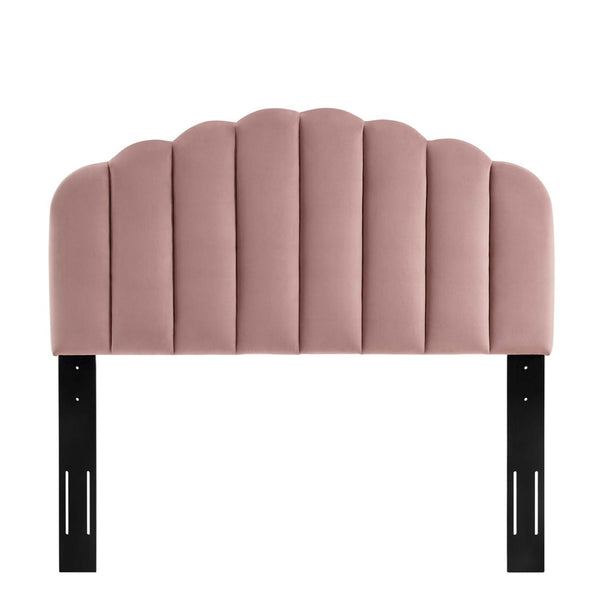Modway Furniture Veronique Performance Velvet Twin Headboard - Luxurious Channel Tufting, Adjustable Height & Support Dusty Rose MOD-6206-DUS