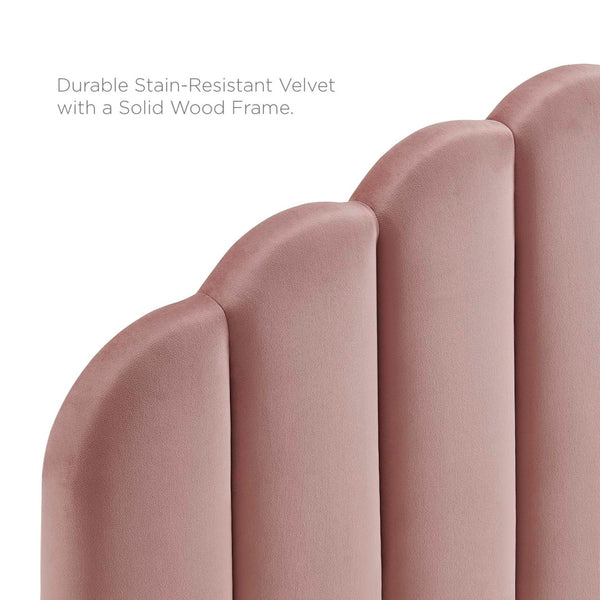 Modway Furniture Veronique Performance Velvet Twin Headboard - Luxurious Channel Tufting, Adjustable Height & Support Dusty Rose MOD-6206-DUS