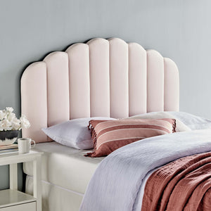 Modway Furniture Veronique Performance Velvet Twin Headboard - Luxurious Channel Tufting, Adjustable Height & Support Pink MOD-6206-PNK