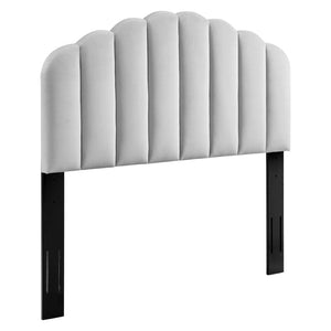 Modway Furniture Veronique Performance Velvet Full/Queen Headboard - Vintage Glamour Meets Modern Comfort and Style Light Gray MOD-6207-LGR