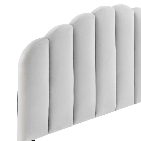 Modway Furniture Veronique Performance Velvet Full/Queen Headboard - Vintage Glamour Meets Modern Comfort and Style Light Gray MOD-6207-LGR