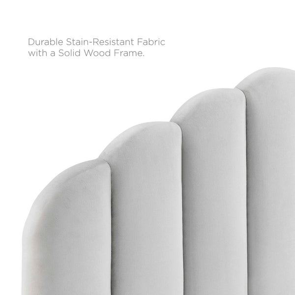 Modway Furniture Veronique Performance Velvet Full/Queen Headboard - Vintage Glamour Meets Modern Comfort and Style Light Gray MOD-6207-LGR