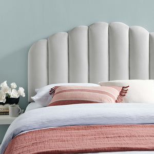 Modway Furniture Veronique Performance Velvet Full/Queen Headboard - Vintage Glamour Meets Modern Comfort and Style Light Gray MOD-6207-LGR
