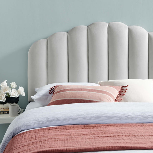 Modway Furniture Veronique Performance Velvet Full/Queen Headboard - Vintage Glamour Meets Modern Comfort and Style Light Gray MOD-6207-LGR