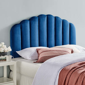Modway Furniture Veronique Performance Velvet Full/Queen Headboard - Vintage Glamour Meets Modern Comfort and Style Navy MOD-6207-NAV