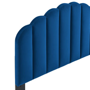 Modway Furniture Veronique Performance Velvet Full/Queen Headboard - Vintage Glamour Meets Modern Comfort and Style Navy MOD-6207-NAV