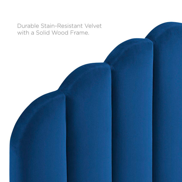 Modway Furniture Veronique Performance Velvet Full/Queen Headboard - Vintage Glamour Meets Modern Comfort and Style Navy MOD-6207-NAV