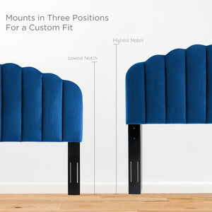 Modway Furniture Veronique Performance Velvet Full/Queen Headboard - Vintage Glamour Meets Modern Comfort and Style Navy MOD-6207-NAV