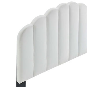 Modway Furniture Veronique Performance Velvet Full/Queen Headboard - Vintage Glamour Meets Modern Comfort and Style White MOD-6207-WHI