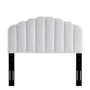 Modway Furniture Veronique Performance Velvet Full/Queen Headboard - Vintage Glamour Meets Modern Comfort and Style White MOD-6207-WHI