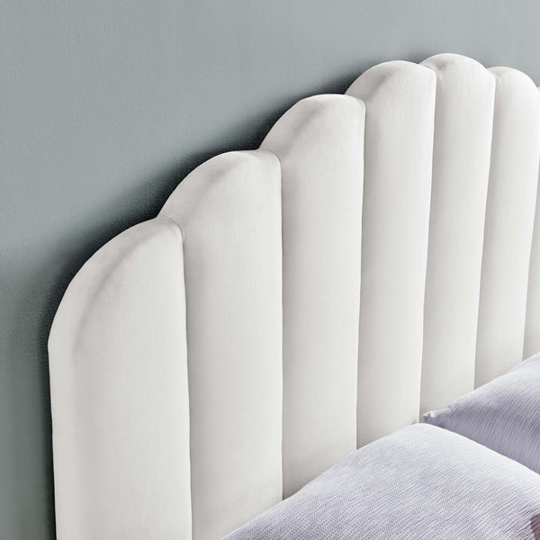 Modway Furniture Veronique Performance Velvet Full/Queen Headboard - Vintage Glamour Meets Modern Comfort and Style White MOD-6207-WHI
