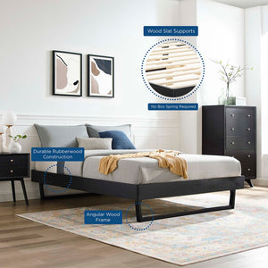 Modway Furniture Billie Full Platform Bed Frame – Mid-Century Modern Design, Durable Wood Construction & Easy Setup Black MOD-6213-BLK