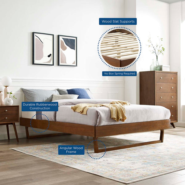 Modway Furniture Billie Full Platform Bed Frame – Mid-Century Modern Design, Durable Wood Construction & Easy Setup Walnut MOD-6213-WAL