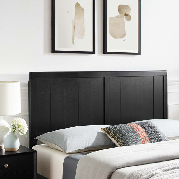 Modway Furniture Robbie Wood Full Headboard - Modern Mid-Century Design for Stylish Bedrooms and Guest Rooms Black MOD-6217-BLK