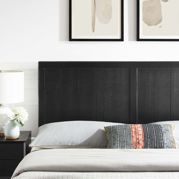 Modway Furniture Robbie Wood Queen Headboard - Mid-Century Modern Design for a Stylish and Versatile Bedroom Upgrade Black MOD-6218-BLK