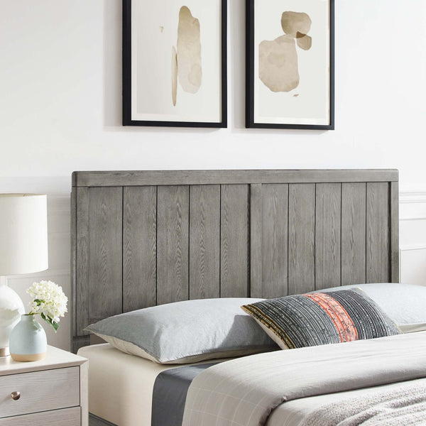 Modway Furniture Robbie Wood Queen Headboard - Mid-Century Modern Design for a Stylish and Versatile Bedroom Upgrade Gray MOD-6218-GRY