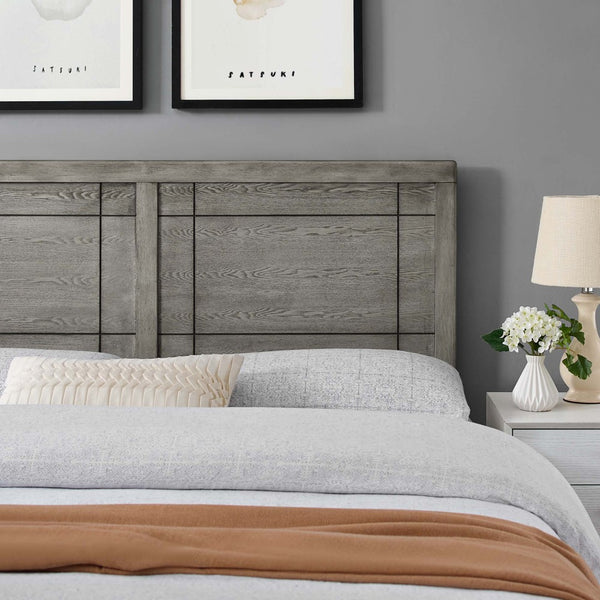 Modway Furniture Archie Wood Twin Headboard - Stylish Mid-Century Modern Design for Small Spaces and Guest Rooms Gray MOD-6220-GRY