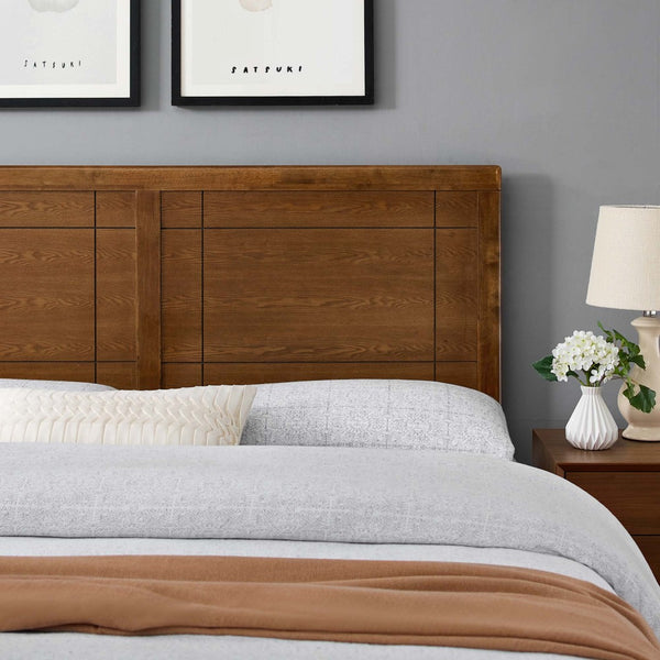 Modway Furniture Archie Wood Full Headboard - Mid-Century Charm with Durable Design for Guest or Teen Bedrooms Walnut MOD-6221-WAL