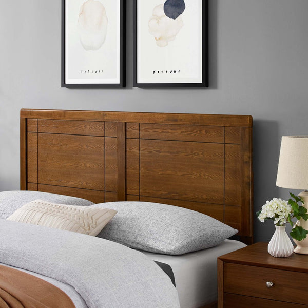 Modway Furniture Archie Wood Full Headboard - Mid-Century Charm with Durable Design for Guest or Teen Bedrooms Walnut MOD-6221-WAL