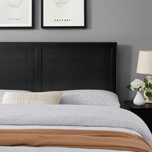 Modway Furniture Archie Wood King Headboard - Mid-Century Charm with Natural Finish for Stylish Bedroom Decor Black MOD-6223-BLK