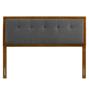 Modway Furniture Willow Wood Full Platform Bed with Button-Tufted Headboard and Splayed Rubberwood Legs for Stability Walnut Charcoal MOD-6637-WAL-CHA