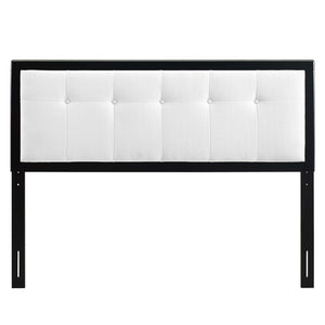 Modway Furniture Draper Tufted Fabric and Wood Queen Headboard - Mid-Century Modern Design for Stylish Bedrooms Black White MOD-6226-BLK-WHI
