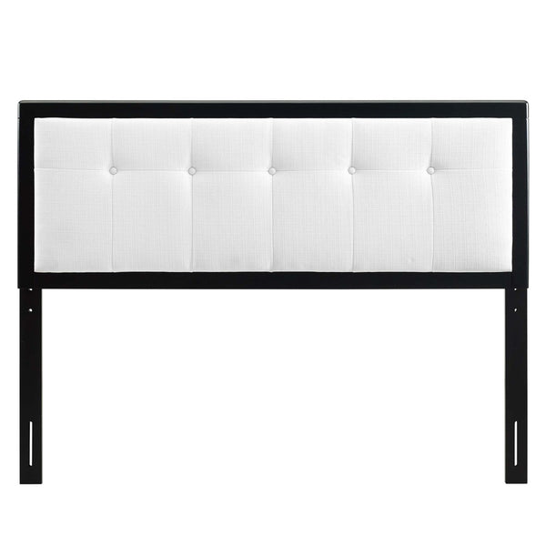 Modway Furniture Draper Tufted Fabric and Wood Queen Headboard - Mid-Century Modern Design for Stylish Bedrooms Black White MOD-6226-BLK-WHI