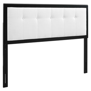 Modway Furniture Draper Tufted Fabric and Wood King Headboard – Mid-Century Modern Design for Timeless Elegance Black White MOD-6227-BLK-WHI