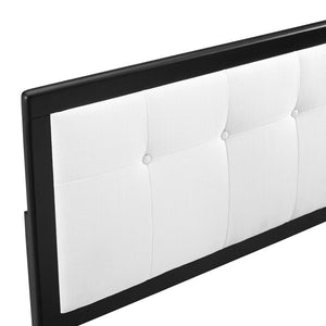 Modway Furniture Draper Tufted Fabric and Wood King Headboard – Mid-Century Modern Design for Timeless Elegance Black White MOD-6227-BLK-WHI
