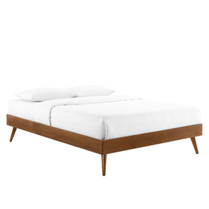 Modway Furniture Willow Wood Full Platform Bed with Button-Tufted Headboard and Splayed Rubberwood Legs for Stability Walnut Charcoal MOD-6637-WAL-CHA
