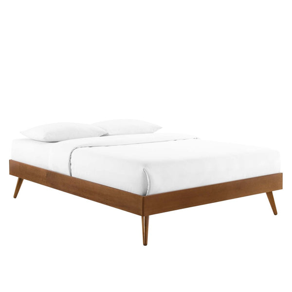 Modway Furniture Willow Wood Full Platform Bed with Button-Tufted Headboard and Splayed Rubberwood Legs for Stability Walnut Charcoal MOD-6637-WAL-CHA