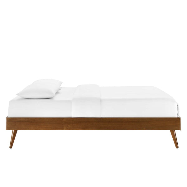 Modway Furniture Willow Wood Full Platform Bed with Button-Tufted Headboard and Splayed Rubberwood Legs for Stability Walnut Charcoal MOD-6637-WAL-CHA