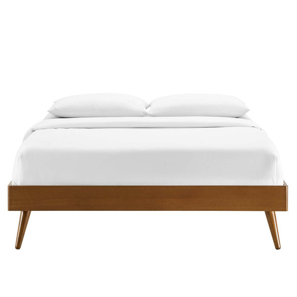 Modway Furniture Willow Wood Full Platform Bed with Button-Tufted Headboard and Splayed Rubberwood Legs for Stability Walnut Charcoal MOD-6637-WAL-CHA